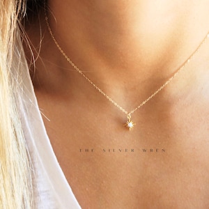 Ultra TINY Opal Star Necklace, Dainty Necklace, Gift for Her, Jewelry, Necklace, Layer Jewelry, October Birthday Gift, October Birthstone