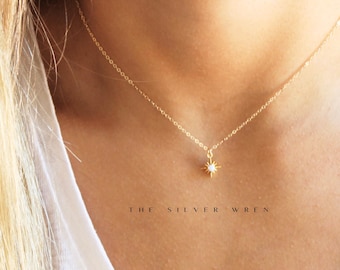 Dainty Opal Star Necklace: 14kt Gold Filled Layering Jewelry