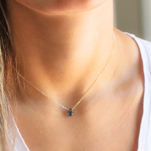London Blue Topaz Necklace, Gemstone Necklace, Necklaces for Women, Unique Gift, Dainty Necklace, Delicate Jewelry, Gifts, Gifts for Women