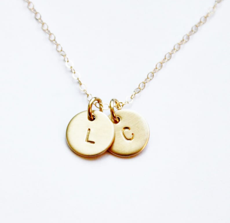 Charm Necklace Gold Necklace Hand Stamped Necklace Etsy