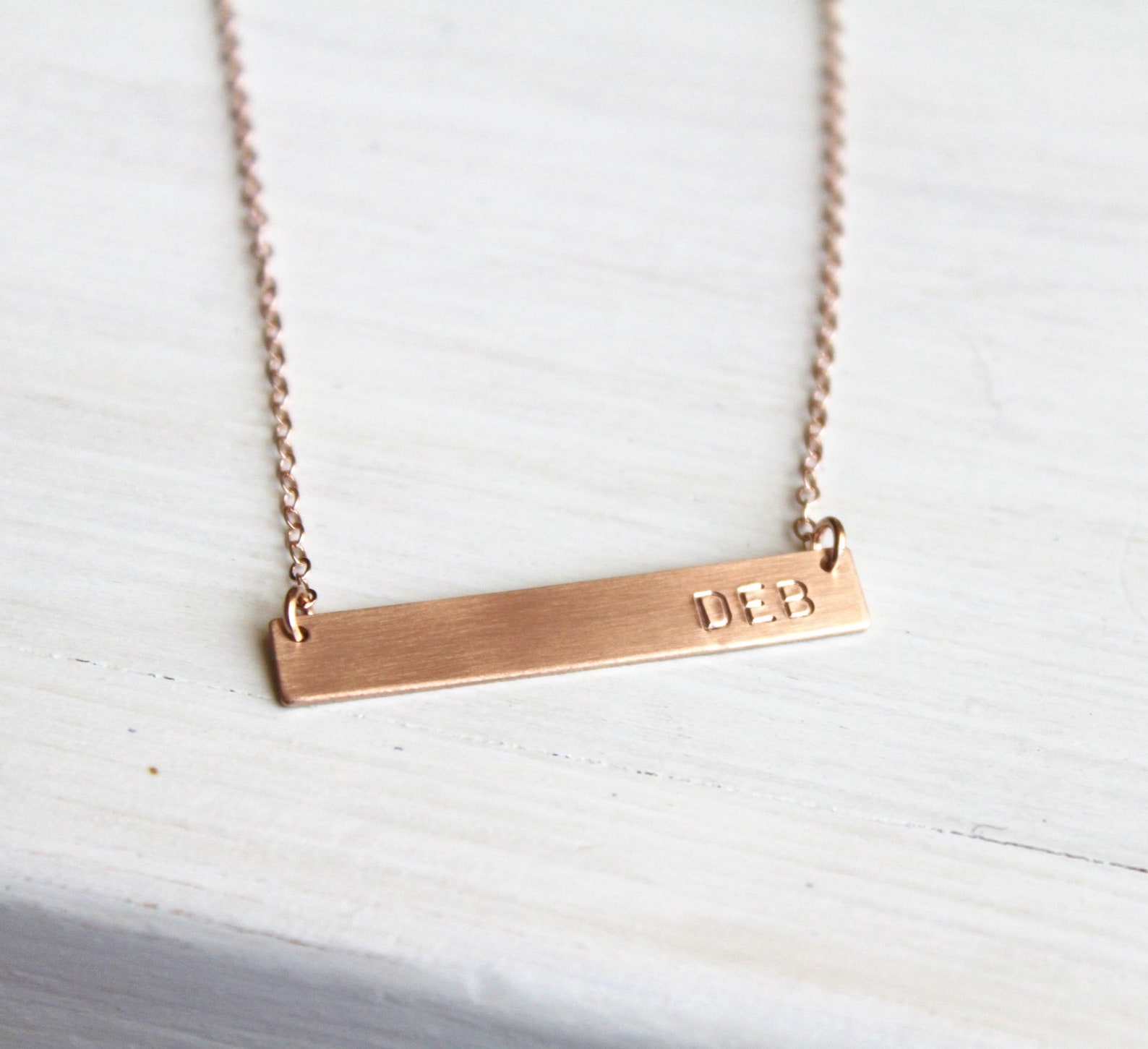 Rose Gold Bar Necklace Rose Gold Necklace Personalized Etsy