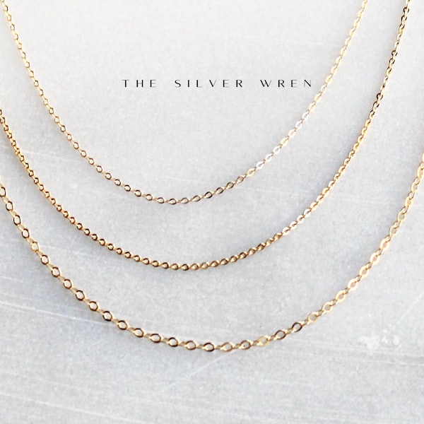 14kt Gold Filled Simple Chain Necklaces for Women, Silver, Gold Necklace, Dainty Gold Jewelry Necklaces Thin Gold Chain Minimalist Necklace