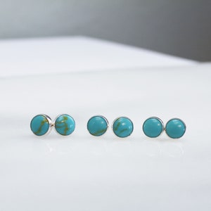 Real Turquoise Stud Earrings, Earrings Stud,Silver Turquoise Earrings, Gift for Her, Gemstone Stud Earrings, Jewelry Gift, Best Friend Gifts image 5