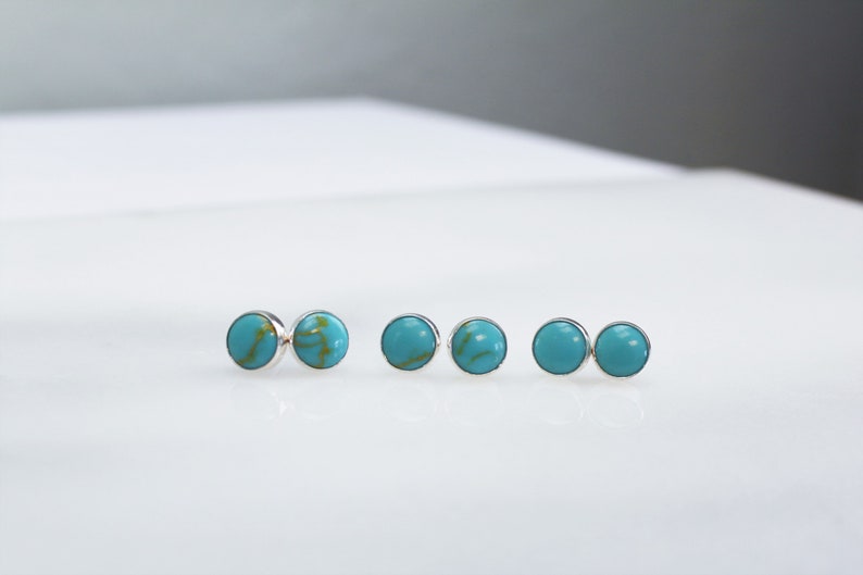Real Turquoise Stud Earrings, Earrings Stud,Silver Turquoise Earrings, Gift for Her, Gemstone Stud Earrings, Jewelry Gift, Best Friend Gifts Bild 5