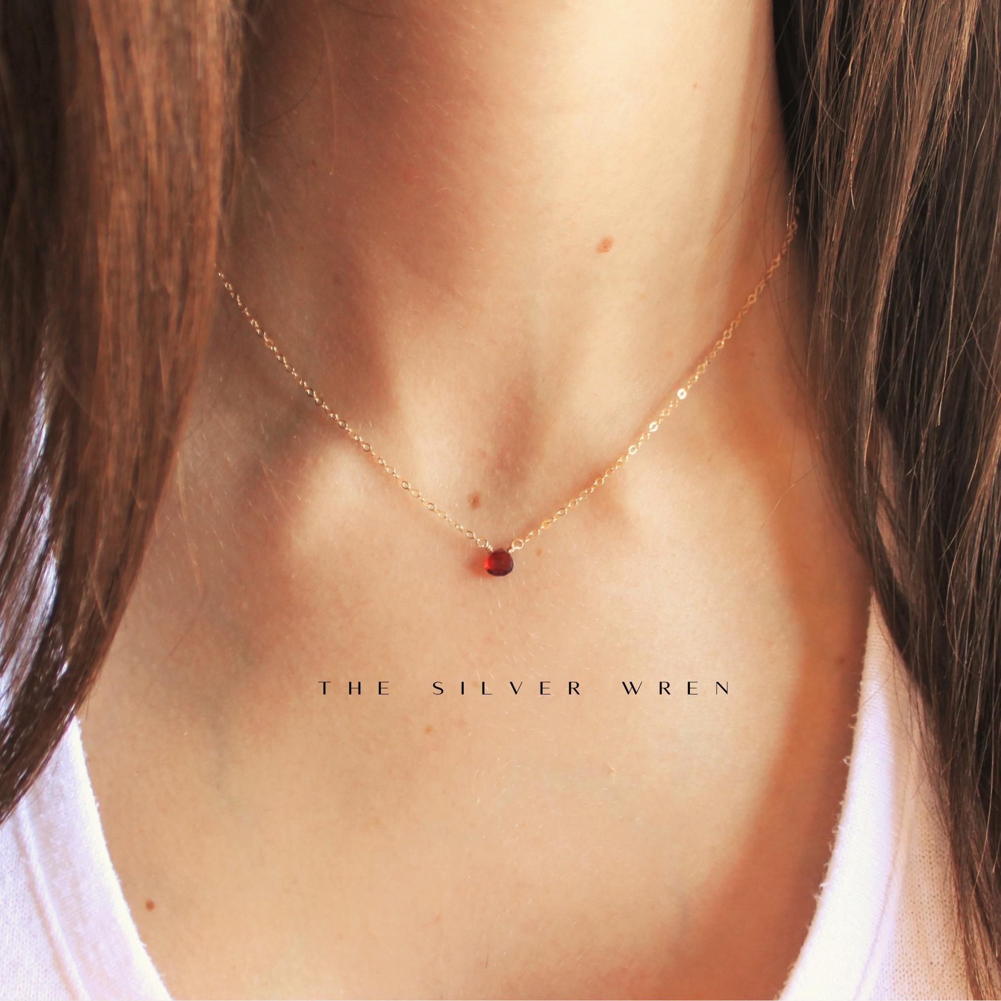 Ultra TINY Gemstone Necklace, Necklaces for Women, Birthday Gift, Dainty Necklace, Layer Jewelry, Women's Necklace, Birthstone Jewelry Gifts