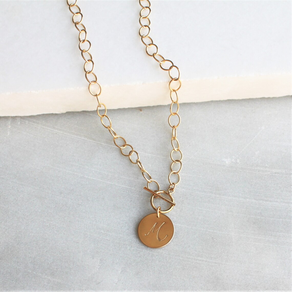 Toggle Necklace Necklaces for Women Custom Initial Necklace Etsy