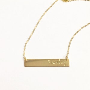 Dainty Gold Bar Necklace, Gold Bar Initial Necklace, Gold Necklace ...
