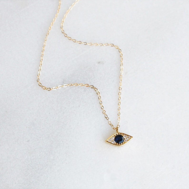 Tiny Evil Eye Necklace, Evil Eye Charm Necklace, Unique Gift, CZ & Gold Protection Necklace, Dainty Necklace, Jewelry, BFF Gifts image 6