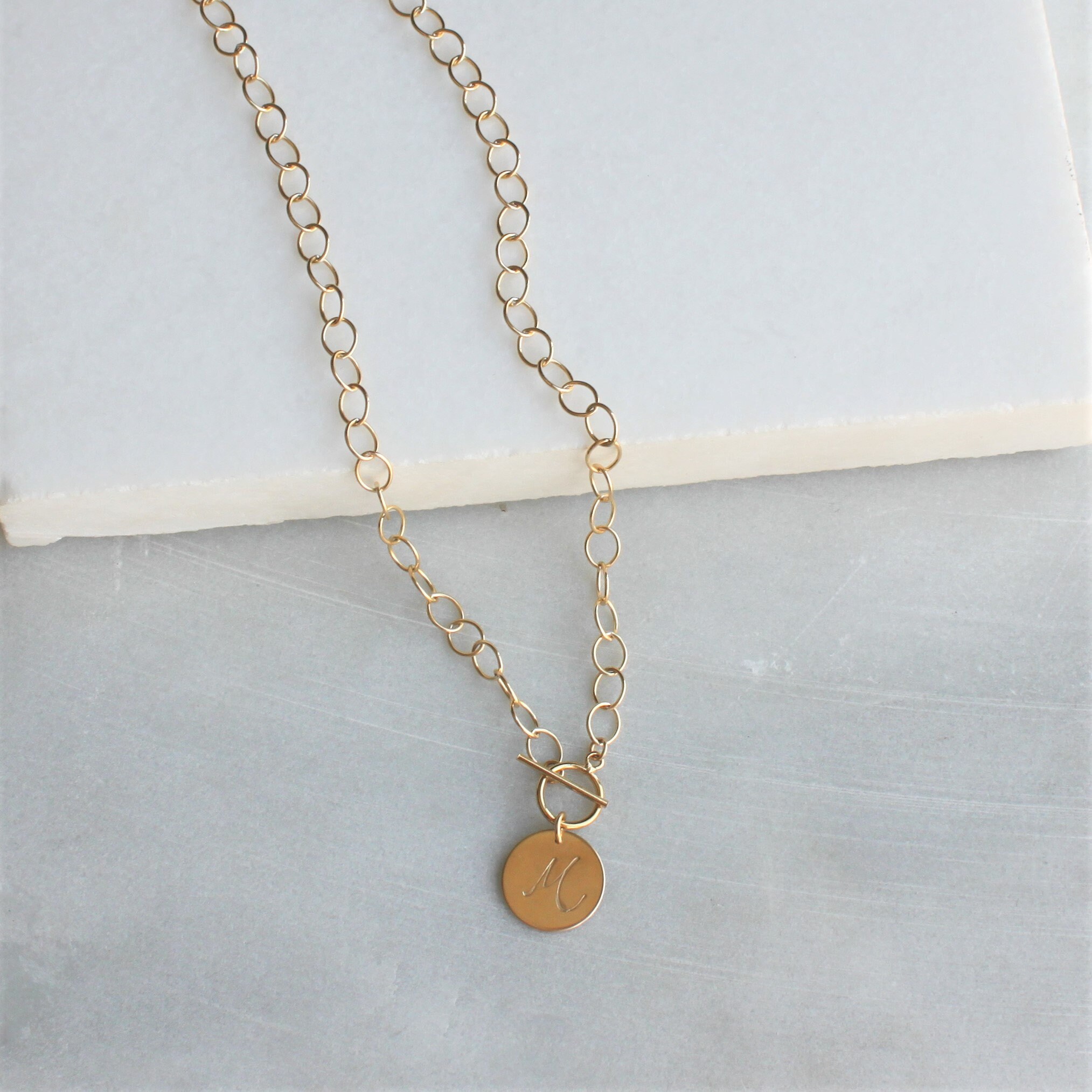 Toggle Necklace Necklaces for Women Custom Initial Necklace Etsy