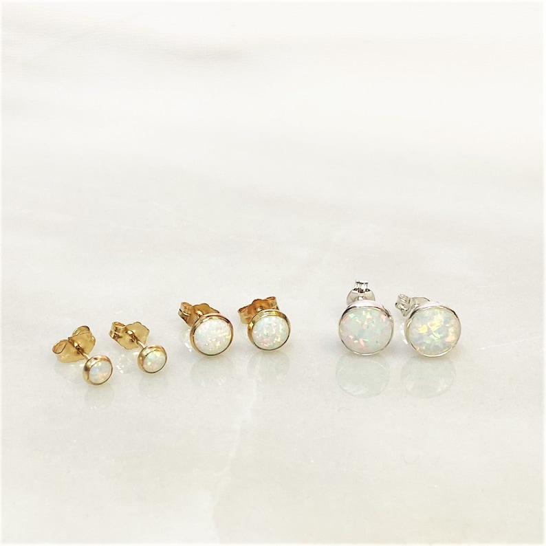 Opal Stud Earrings, Earrings Studs, Opal Gold Earrings, Gift for Her, Gemstone Stud Earrings, Jewelry Gift, Best Friend Gifts image 5