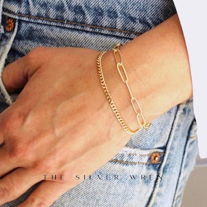 Layered Bracelets for Women, Gold Bracelet, Simple Chain Bracelets, Gifts for Women, Gold Chain Bracelet, Minimalist Jewelry, Birthday Gifts