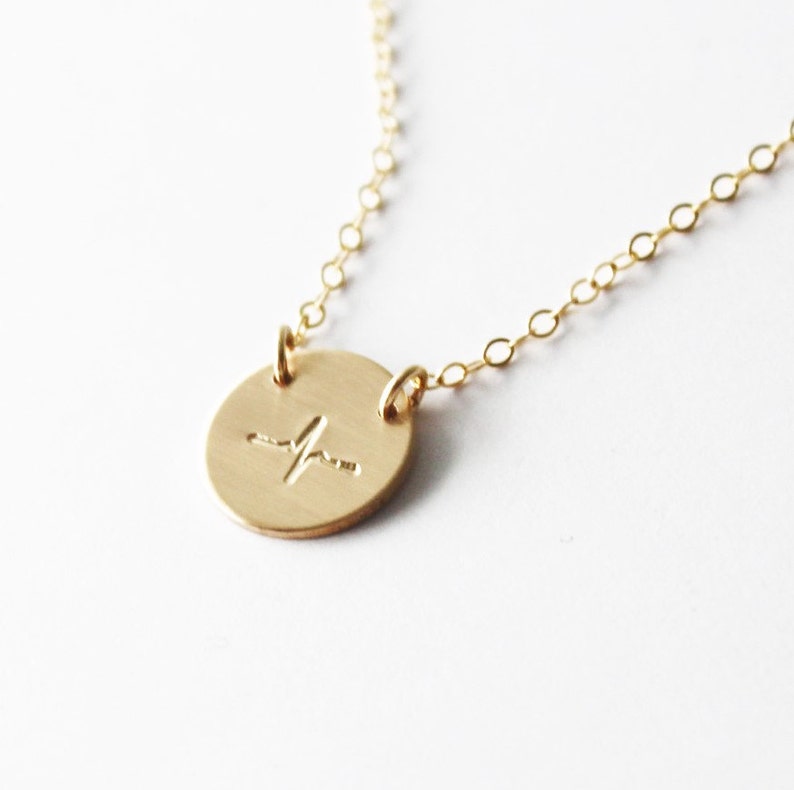 Heartbeat Necklace/ Gold or Silver/ EKG Necklace/ Everyday Wear/ Layering Necklace/ Pulse Lifeline Gift Sister Friend Necklace image 1