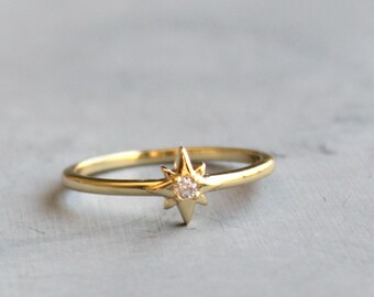 CZ Gold & Star Ring, Gold Ring, Rings for women, Ring Gold, Gifts For Women, Star Jewelry, Gifts for her, Ring