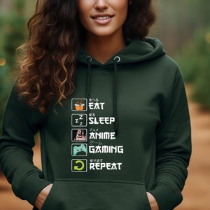 Eat Sleep Anime Game Repeat Hoodie, Anime fan , Anime Lover Hoodie