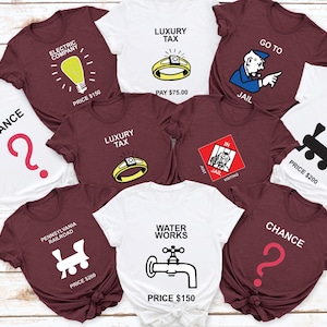 Monopoly Game Halloween Costume Shirts, Monopoly Game Cards Cosplay Shirt, Monopoly Game Costume Halloween Group Shirts