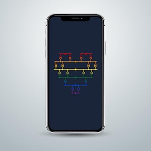 Diagramma della rete elettrica con bandiera Pride a forma di cuore – Sfondo per telefono LGBTQ, 4K – Design minimalista originale