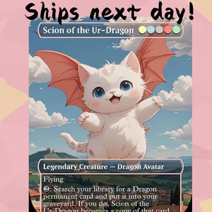 Descendente do Ur-Dragão - Proxy Fofo | Carta de Arte Completa Alter Personalizada | Comandante EDH | MuraProxyArt