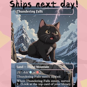 Thundering Falls - Proxy de Terra de Vigilância Fofo | Carta de Arte Completa Alterada Personalizada | Comandante EDH | MuraProxyArt