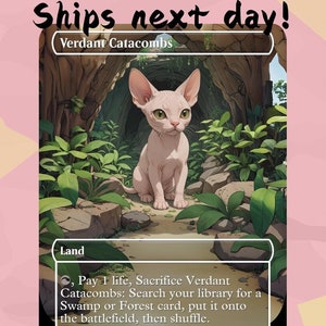 Catacumbas Verdejantes - Proxy de Terras de Busca Fofas | Carta de Arte Completa de Alteração Personalizada | Comandante EDH | MuraProxyArt