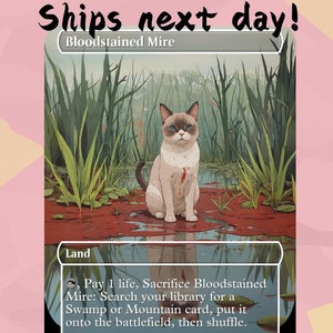 Pântano Manchado de Sangue - Proxy de Terra de Busca Fofo | Carta de Arte Completa de Alteração Personalizada | Comandante EDH | MuraProxyArt