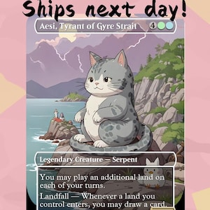 Tyran Aesi du détroit de Gyre - Proxy mignon | Commandant EDH | Carte complète personnalisée Alter Art | MuraProxyArt