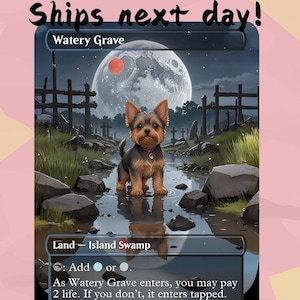 Watery Grave - Cute Shock Land Proxy | Carta de Arte Completa Alterada Personalizada | Comandante EDH | MuraProxyArt