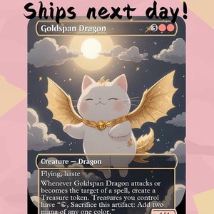 Dragão Goldspan - Proxy Fofo | Carta de Arte Completa Alter Personalizada | Comandante EDH | MuraProxyArt