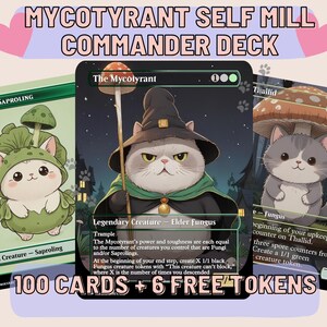 Mycotyrant Self Mill Proxy Commander Deck, 100 cartas + 6 fichas grátis | Arte completa personalizada fofa | MuraProxyArt