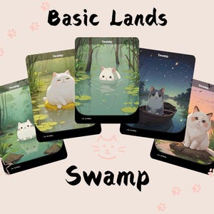Swamp - Conjunto de 5 terrenos básicos | Cute Proxy | Carta de arte personalizada Alter Full | Comandante EDH | MuraProxyArt