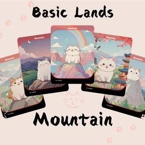 Montanha - 5 Conjunto de Terrenos Básicos | Proxy Bonito | Carta de Arte Personalizada Alter Full | Comandante EDH | MuraProxyArt