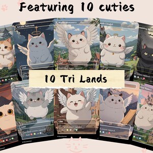 10 Tri Lands - Cute Cat Proxy | Carta de arte personalizada Alter Full | Comandante EDH | MuraProxyArt