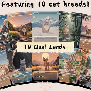 10 Dual Lands - Cute Cat Proxy | Carta de arte personalizada Alter Full | Comandante EDH | MuraProxyArt