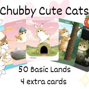 50 Basic Lands Chubby Cute Cat | Cute Proxy | Swamp Mountain Forest Island Plains | Custom Alter Full Art Card | Commander EDH |MuraProxyArt