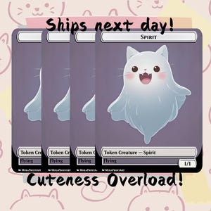 4 Fichas Espirituais Brancas 1-1 Voadoras - Proxy Bonito | Carta de Arte Completa Alter Personalizada | Comandante EDH | MuraProxyArt
