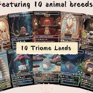 10 Triome Länder - niedliche Tier Proxy | Benutzerdefinierte Alter voller Kunst Karte | Kommandant EDH | MuraProxyArt