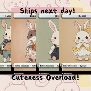 4 Fichas de Coelho Brancas 1/1 - Cute Proxy | Carta de Arte Completa Alter Personalizada | Comandante EDH | MuraProxyArt