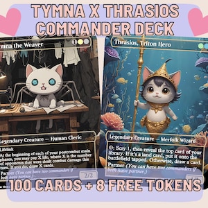 Tymna x Thrasios Proxy cEDH Commander Deck, 100 cartas + 8 fichas grátis | Arte completa personalizada fofa | MuraProxyArt
