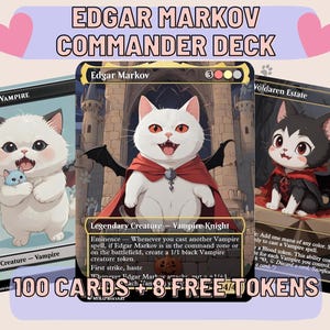 Edgar Markov Vampire Tribal Proxy Commander Deck, 100 cartas + 8 fichas grátis | Arte completa personalizada fofa | MuraProxyArt