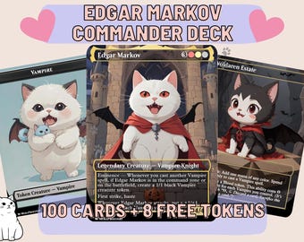 Edgar Markov Vampire Tribal Proxy Commander Deck, 100 Cards + 8 Free Tokens | Cute Custom Full Art | MuraProxyArt
