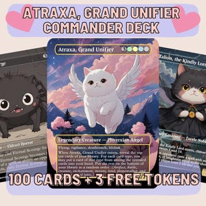 Atraxa Grand Unifier Proxy Commander Deck, 100 cartas + 3 fichas grátis | Arte completa personalizada fofa | MuraProxyArt