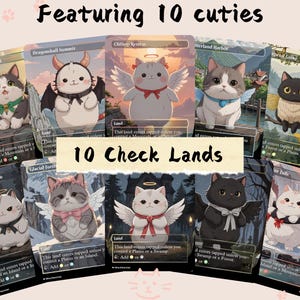 10 Terras de Verificação - Proxy de Gato Fofo | Carta de Arte Completa Alterada Personalizada | Comandante EDH | MuraProxyArt