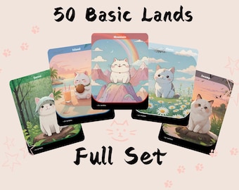 50 Cute Cat Basic Lands Bundle | Cute Proxy | Custom Alter Full Art Card | Commander EDH | MuraProxyArt