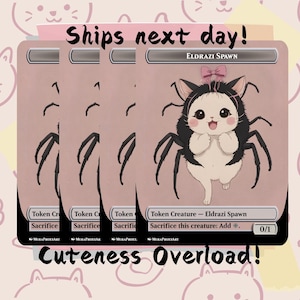 4 Eldrazi Spawn Tokens Colorless 0-1 Proxy, Custom Cat Art