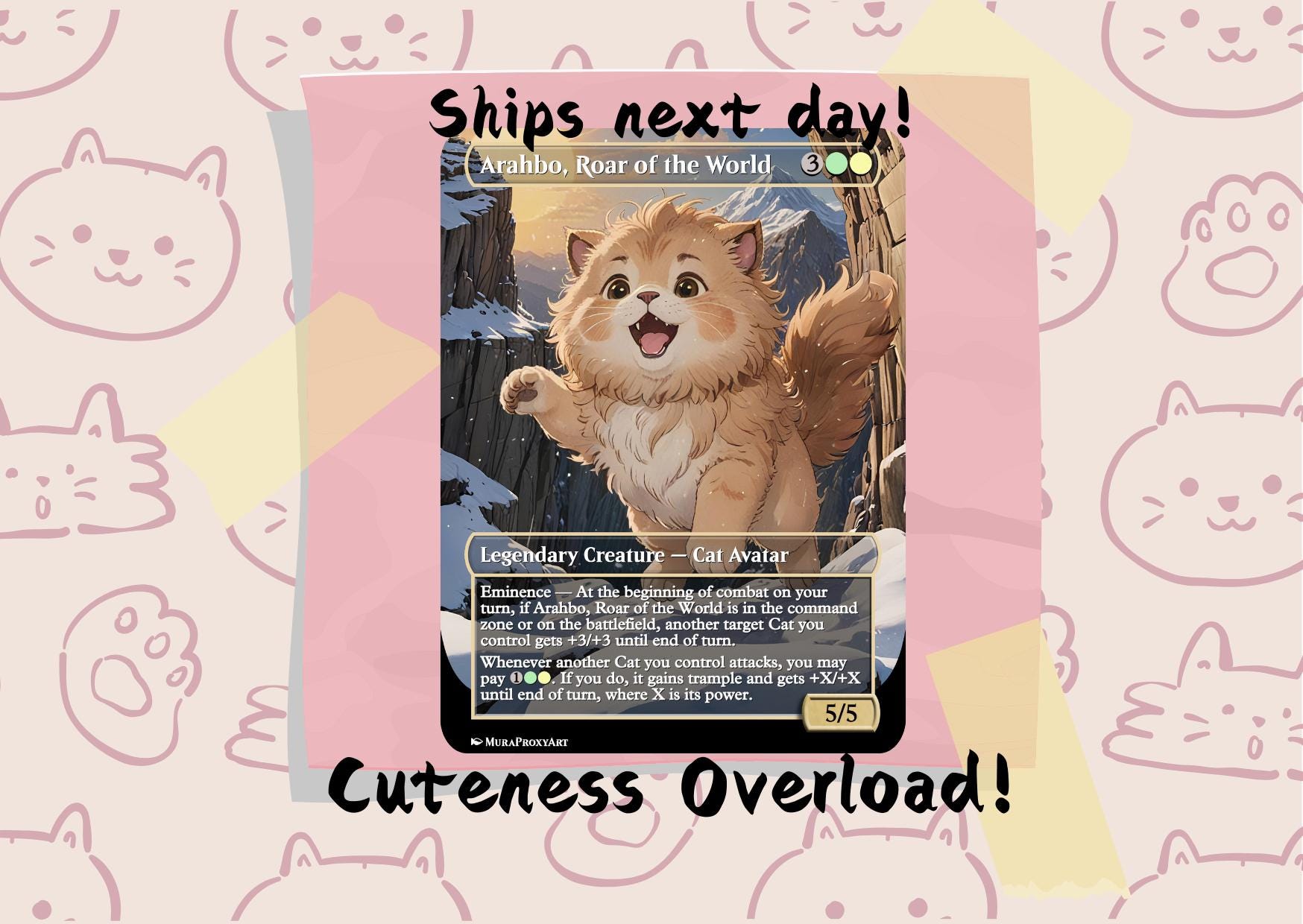 Arahbo, Roar of the World - Cute Proxy | Niestandardowa Alter Full Art Card | Dowódca EDH | MuraProxyArt