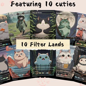 10 Filter Lands - Cute Cat Proxy | Carta de arte personalizada Alter Full | Comandante EDH | MuraProxyArt