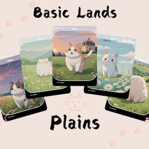 Plains - 5 Conjunto de Terrenos Básicos | Cute Proxy | Carta de Arte Personalizada Alter Full | Comandante EDH | MuraProxyArt
