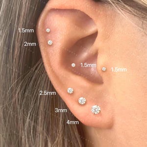 20G/18G/16G Titanium Cz Flat Back Earring • Threadless Push Pin Labret • Cartilage Tragus Conch Helix Nose Stud