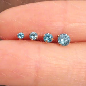 20G/18G/16G Titanium Blue Cz Threadless Push Pin Labret • Cz Flat Back Earring • Cartilage Earring • Nose Stud • Tragus Conch Helix Stud