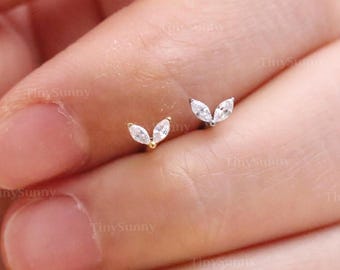 20G/18G/16G Titanium Cz Butterfly Threadless Push Pin Labret, Flat Back Earring, Cartilage Nose Tragus Conch Helix Stud