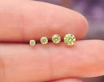 20G/18G/16G Titanium Apple Green Cz Flat Back Earring • Threadless Push Pin Labret • Cartilage Stud • Nose Stud • Tragus Conch Helix Stud